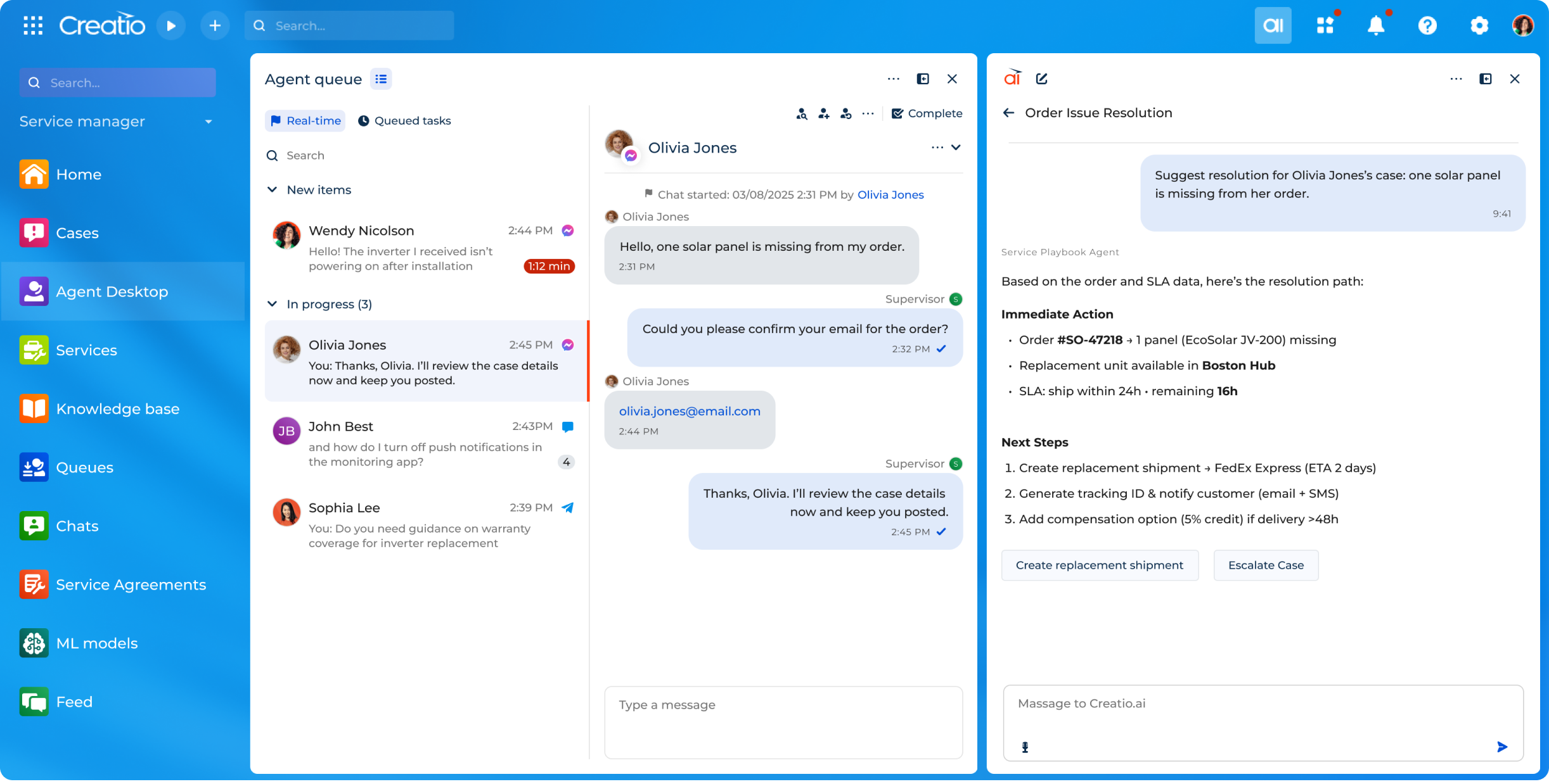 screenshot of Creatio CRM